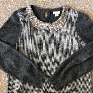 JCrew sweater with jeweled Peter Pan collar